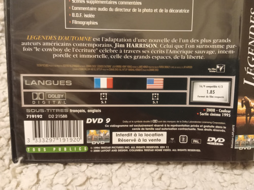 Pelicula Leyendas De Pasión Dvd Edición Francesa (Usado)