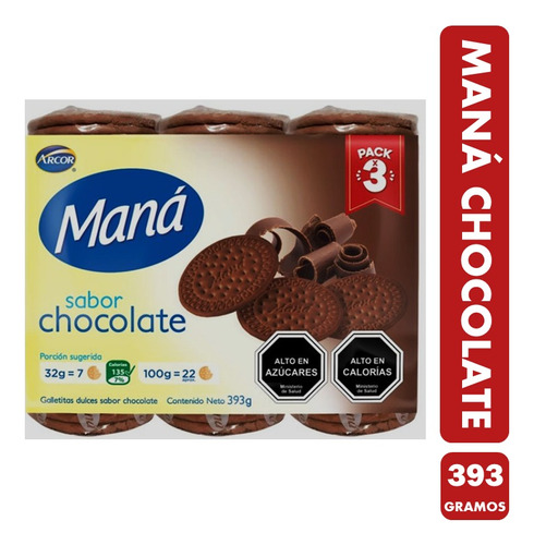 Galletas De Chocolate - Marca Mana (contiene 393 Gramos)