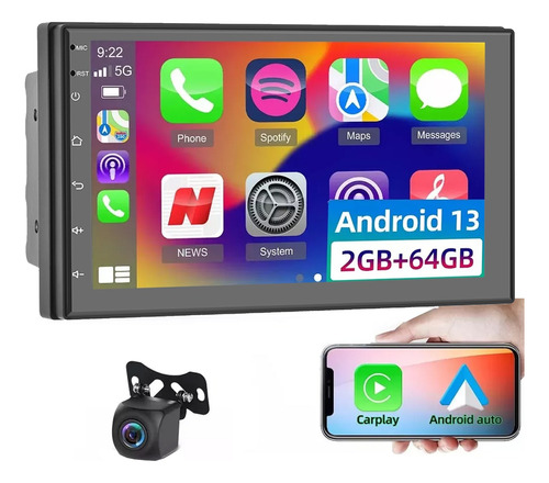 7in Android 13 Autoestéreo 2+64g 2 Din Carplay Con Cámara