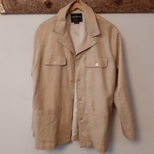 Saco Sport De Lino Motor Oil Talle Hombre Large Color Beige