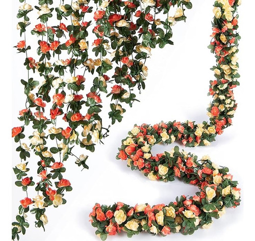 5pcs Guia Enredadera Con Rosas Artificial Decoración Flores