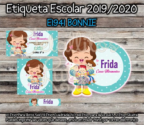 Kit Imprimible Etiquetas Escolares Bonnie Toy Story