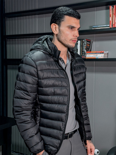 Jaqueta Masculina Casual Com Capuz Quente