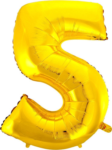 Balão Metalizado Dourado - Número 5 - Grande - 70 Cm