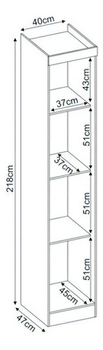 Armário Para Quarto 1 Porta 3 Prateleiras  Modena D02 Amendo