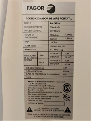 Aire Acondicionado Portatil Fagor Pa-fa220 - Igual A Nuevo!