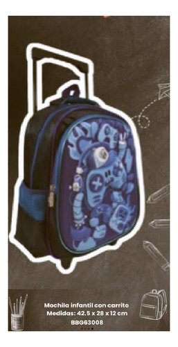 Bolso Infantil 2 Ruedas Traseras Y 2 Pies