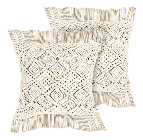 Livalaya Juego 2 Funda Almohada Macrame 20 X 20  Bohemia