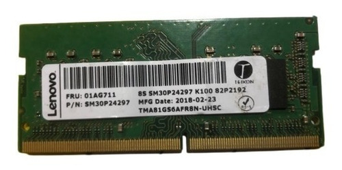 Imagem 1 de 1 de Memoria Teikon Lenovo 8gb Ddr4 2400 Mhz Fru 01ag711 Notebook