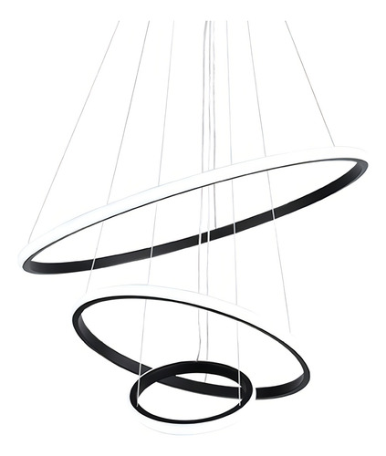Luminária Lustre Montreal Aneis Autovolt 45w 3000k Taschibra Cor Preto 110v/220v
