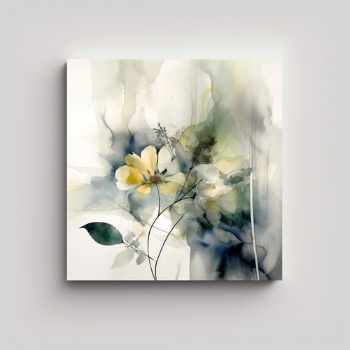 80x80cm Cuadro Pintura Abstracta Contemporánea Flores