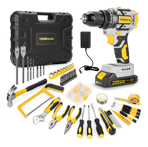 Kit Thinkwork W6211 Taladro Inalámbrico Desatornillardor Electrico 20v 3/8 Color Negro