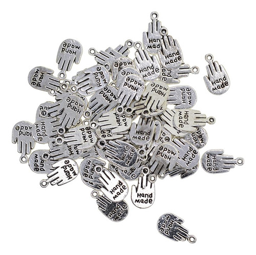 50pcs Forma De Plata Antigua Etiqueta Mano Colgante Para