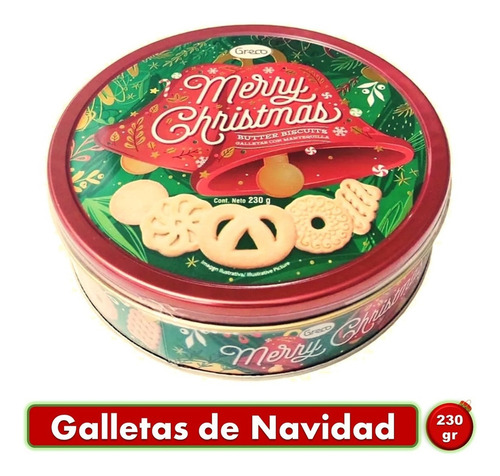 Estuche Regalo Galletas Navideñas Lata Merry Chrismas 230gr