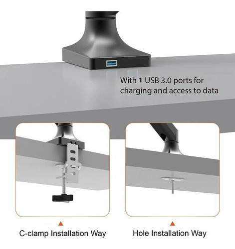 Soporte De Mesa P/monitor De 10 A 30 Con Puerto Usb A Gas