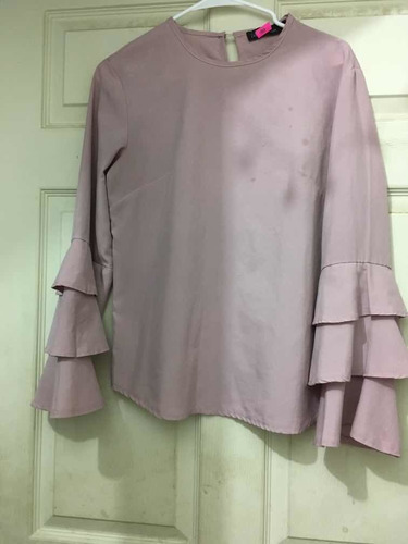 Blusa Rosa Nude Con Mangas Acampanadas, Talla Mediana