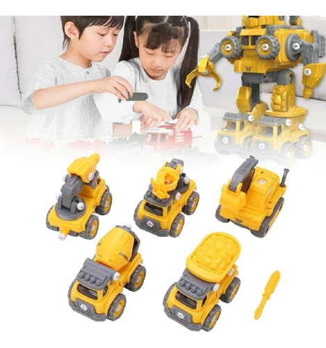 Camión De Construcción 5 En 1 Take Apart Robot Toys 905b Diy