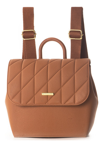 Bolsa Mochila Feminina Be Forever Glossy Rafitthy 35.13107 Cor Marrom Desenho Do Tecido Matelassê