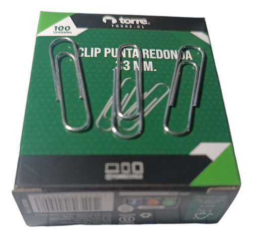 Clips Metálicos Caja De 100 Un ,punta Redonda 33mm Torre