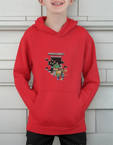 Poleron Niño Minecraft Game Videojuego Algodon Estampado Inv