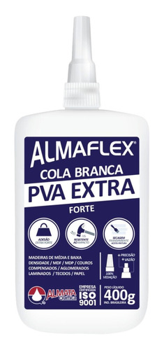 Cola Branca Pva Extra Forte 400g 768 Almaflex Madeira Mdf Cor Branco