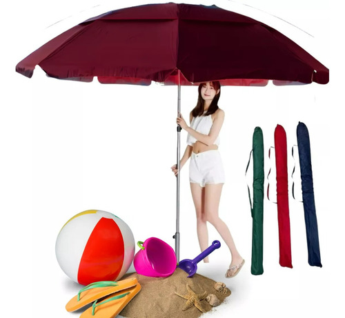 Sombrilla de playa gigante Ideal Family Beach para verano 2024, 2.40 colores, borde rojo liso