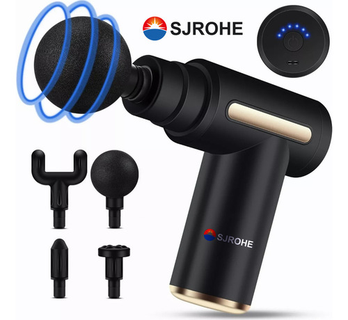 Sjrohe® Pistola De Masaje 6 modos Muscular Para Relajar Aliviar El Dolor Color Negro portatil Pistola Masajeador Espalda De Cuello Pies masajeadores electricos cuerpo