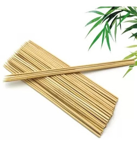 Imagen 3 de 3 de Palitos Brochette Madera Bambú 25cm X100 Aprox
