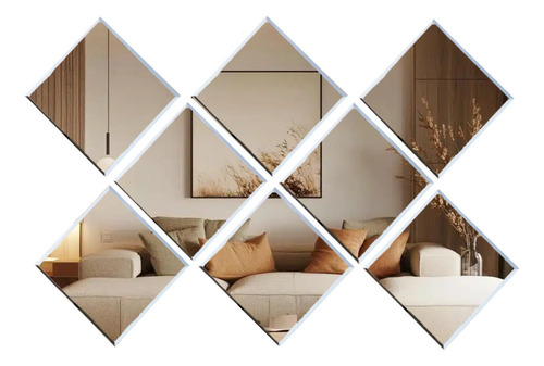 Kit Espelho Mosaico Bisotê Com 8 20x20cm Decorativo