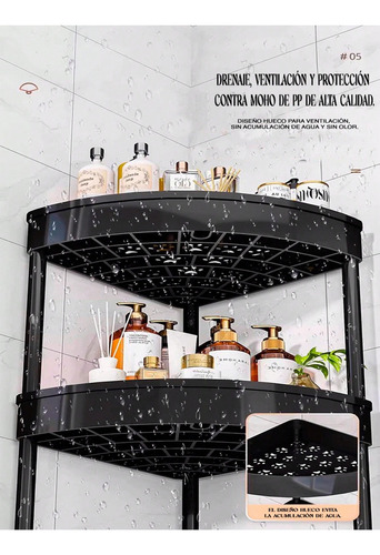 Organizador Baño Cocina Repisas Esquineras Multiusos 4nivele Negro