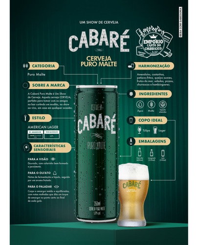 Imagem 4 de 4 de Cerveja Cabaré Puro Malte Lata 350ml