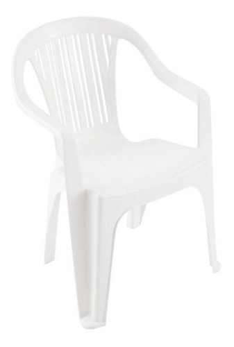  Silla Pvc Reforzada Con Apoya Brazos Blanca Hasta 140kg Js