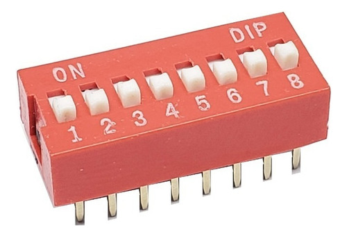 Pack X 5 Interruptor Dip Switch 8 Posiciones 2.5mm Rojo