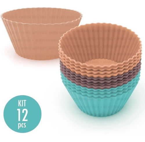 Imagem 1 de 8 de Molde Silicone Forma Para Cupcake Muffin 5cm 12pçs Ecolumi