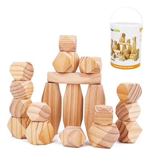 Pidoko Kids Jumbo 30 Pcs Bloques De Madera Para Niños Pequeñ