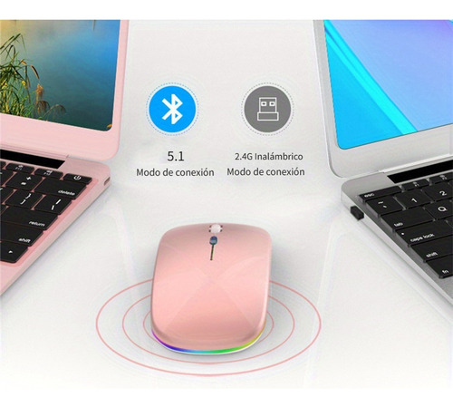 Ratón Inalámbrico Para Computadora Windows Bluetooth Dip, 2 Color Negro/rosa