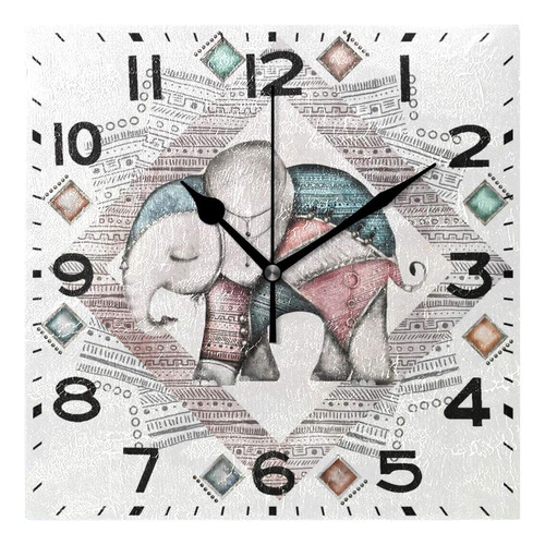 Elefante Indio Tribal Diseño Único Retro Reloj De Par...