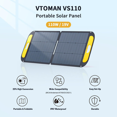 Panel Solar Portátil Vtoman 110w, Ip67, Modelo Vs110