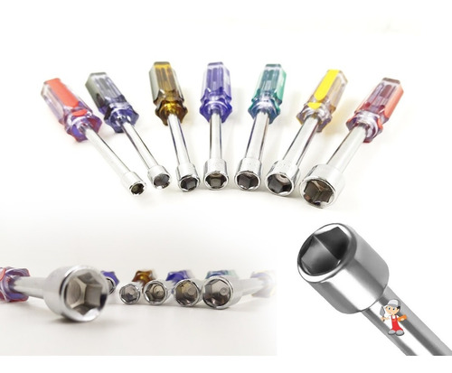 Kit Jogo Chave Sextavada Canhão Com 7 Peças De 5mm À 11mm