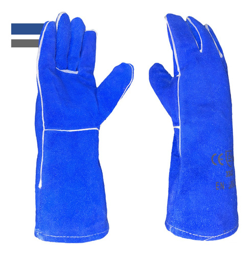 Guantes Soldador Azul Con Hilo Kevlar (par) Soldador Rudo