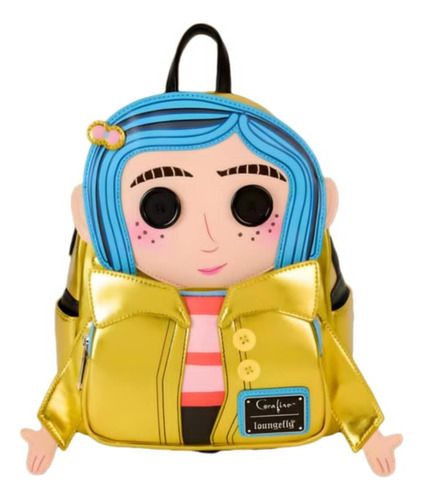 Coraline Ojos De Boton/ Mochila Loungefly/ Diseño Cute Amarillo Coraline