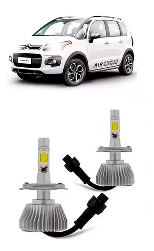 Par Lampada Super Led Farol Baixo Alto H7 Aircross Citroen 