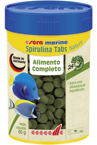 Ração Sera Marine Spirulina Tabs Nature 60g Peixe De Fundo