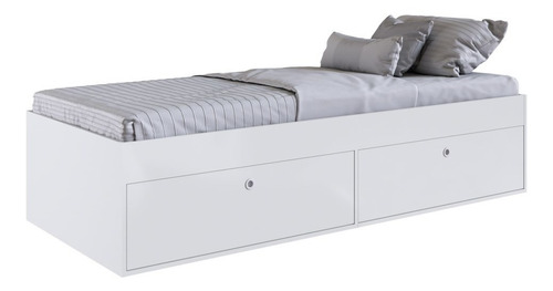 Cama De Solteiro 80cm Com 4 Portas Tókio Branco - Mpozenato