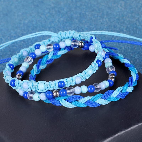 6 Piezas Pulseras De Cuerda Tejidas Bohemias Pulseras De Cue