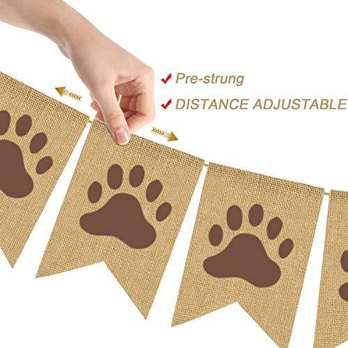 Rainlemon Yute Arpillera Puppy Paw Banner Rústico Perro Niño