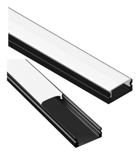 Perfil De Aluminio Plano Opal - Negro - 2mts - 17x07mm
