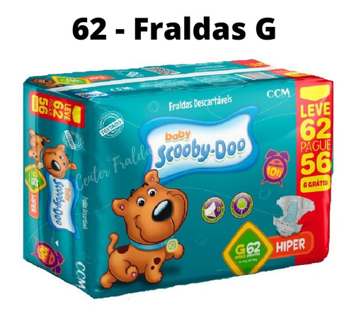 Fraldas Descartáveis Infantil Scooby-doo Baby Hiper Promoção Gênero Sem Gênero Tamanho Grande (g)