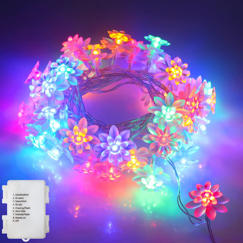 Guirnalda Luz Led 13 Pie 40 Flor Loto Para Navidad Fiesta