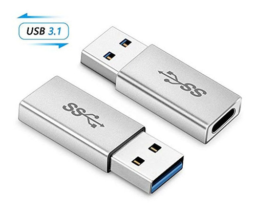 Adaptador Usb 3.1 Tipo C Hembra A Usb A Macho (2 Unidades).